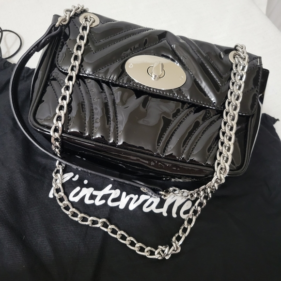 NEW L'Intervalle Shiny Black Convertible Purse  (AF2) - Picture 1 of 4